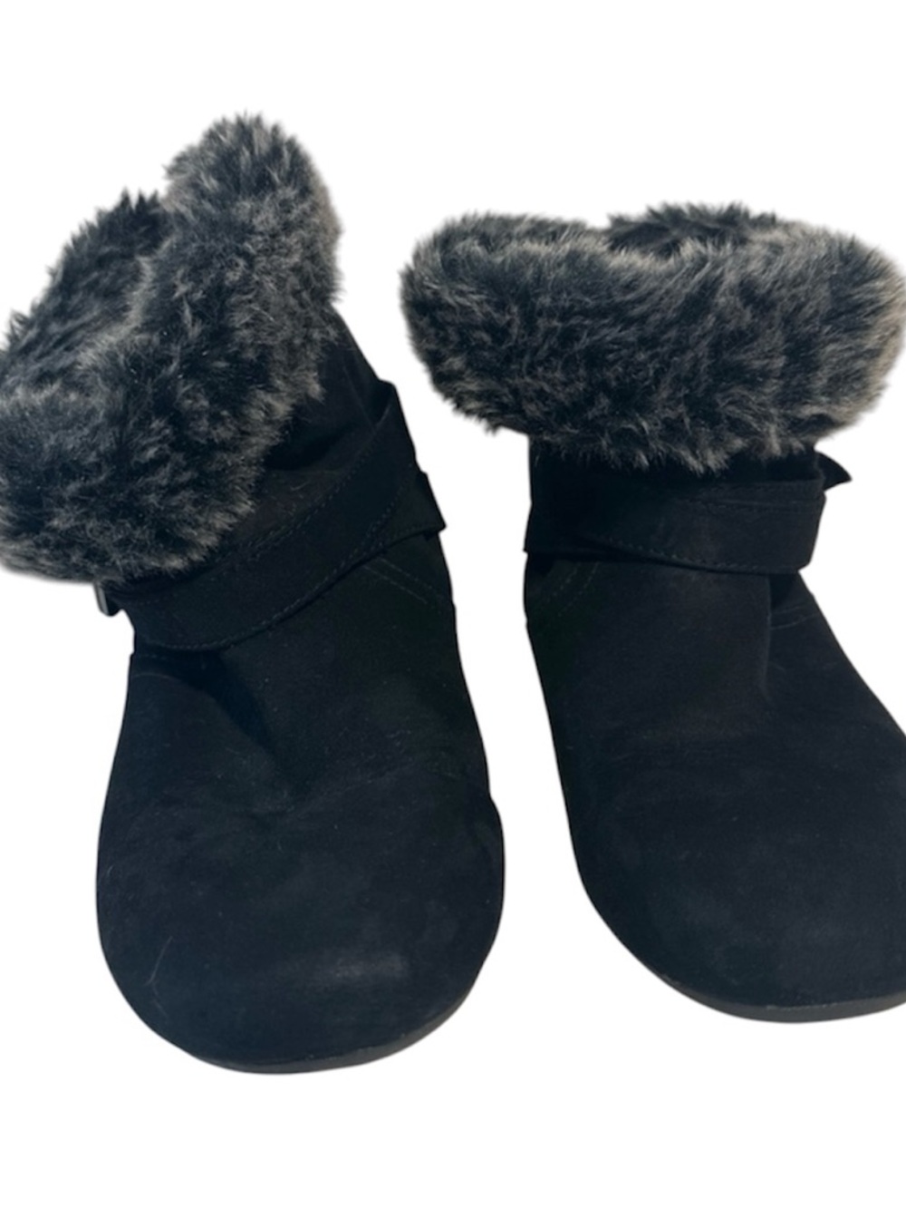 Report Black Ankle Boots with Faux Fur Trim